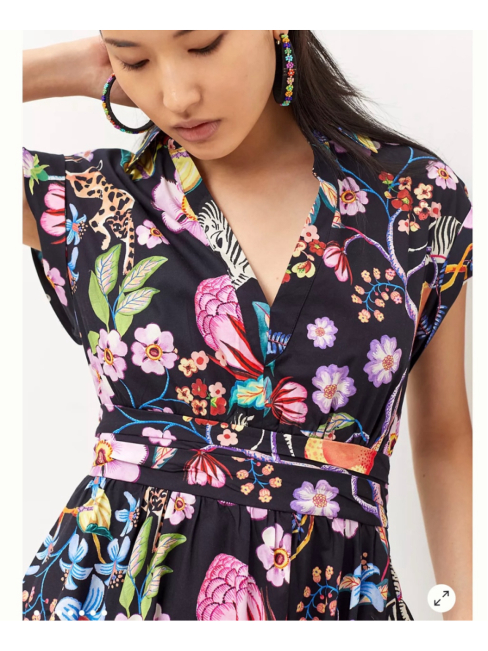 Women's Maeve Anthropologie Floral Animal Print Mini Dress Black Size 6 - Picture 3 of 10